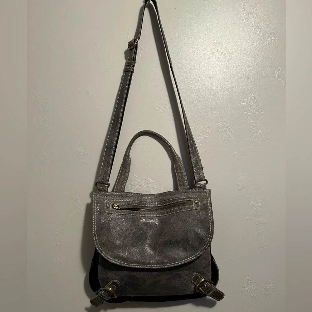Sophia Visconti Purse Gray Suede And Patent Leather